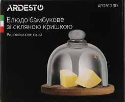 Блюдо бамбукове з скляною кришкою 12см Ardesтo