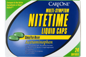 CareOne Nitetime Liquid Caps Cold/Flu Relief - 24 CT