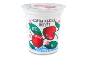 Йогурт 2.2% десертный с наполнителем Вишня-черешня Карпатский Галичина ст 260г