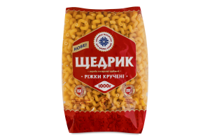 Вироби макаронні трубчасті група В клас екстра Ріжки кручені Щедрик м/у 1кг