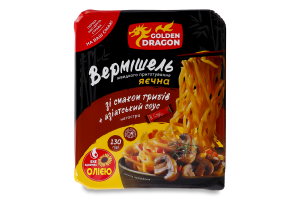 Вермішель швидкого приготування яєчна з смаком грибів з азіатським соусом негостра 130г Голден Драгон