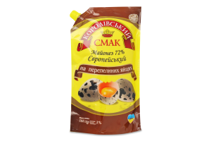 Майонез 72% Європейський на перепелиних яйцях Королівський смак д/п 500г