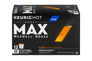 Maxwell House Medium Roast K-Cup Pods Max 1.50x More Caffeine - 12 CT