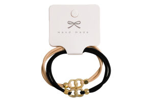 Резинка д/волосся однотонна тонка з прикрасою 2шт