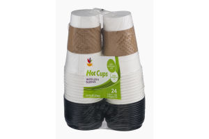 Ahold Hot Cups With Lids & Sleeves - 24 CT