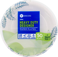 SE Grocers Paper Plates 7" Snack Size Heavy Duty Designer - 50 CT