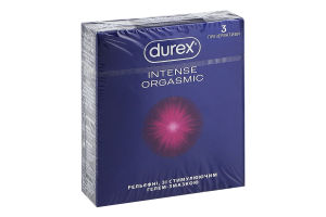 Презервативы латексные рельефные со стимулирующим гелем-смазкой Intense orgasmic Durex 3шт