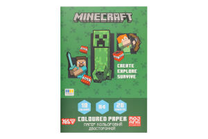 Папір кольоровий Minecraft двосторонній 10кольорів скоба 20аркушів Yes