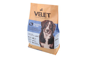 Корм д/дорослих собак середніх та великих порід Преміум з лососем та рисом сухий 2кг Velet