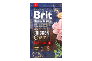 Корм сухой полноценный для взрослых собак крупных пород Chicken Premium by Nature Brit м/у 3кг