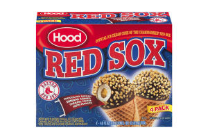 Hood Red Sox Ice Cream Cone Chocolate Dipped Caramel Center With Peanuts - 4 PK