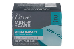 Dove Men+Care Aqua Impact Body + Face Bar - 2 CT