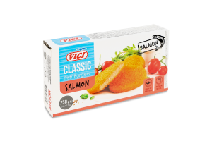 Бургеры замороженные лососевые в панировке обжареные Classic Vici к/у 250г