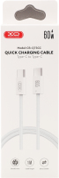 Кабель Type-c Type-c білий 60W 1м XO