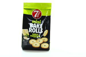 Сухарики міні з часником пармезаном і травами Mini Bake Rolls 7 Days м ...