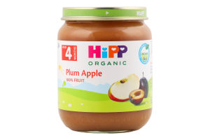 Пюре фруктовое для детей от 4мес пастеризованное Слива-яблоко Organic Hipp с/б 125г