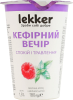 Напиток кефирный 1.5% с фруктовым наполнителем Малина-мята Спокойствие и пищеварение Кефирный вечер Lekker ст 180г