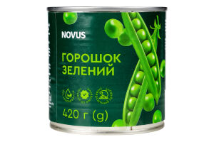 Горошек зеленый консервированный Novus в/с ж/б 420г