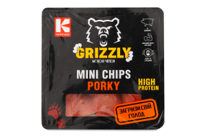 Чипси м'ясні Mini Chips Porky з свинини с/к в/г 50г газ/уп Grizzly