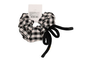 Резинка д/волосся Клітинка текстиль з принтом та бантом 13см