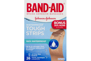 Band-Aid Adhesive Bandages Tough Strips Waterproof - 26 CT