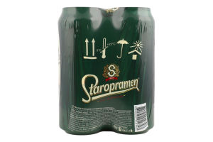 Пиво 4х0.48л 4.2% светлое пастеризованное Staropramen м/у