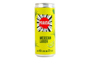 Пиво 0.33л 4.9% светлое нефильтрованное непастеризованное Mexican Lager Pravda ж/б