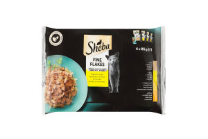 Набір кормів консервованих для дорослих котів Асорті з м'яса птиці в желе Ніжні шматочки Sheba м/у 4х85г