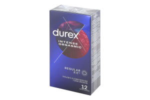 Презервативи латексні рельєфні зі стимулюючим гелем-змазкою Intense orgasmic Durex 12шт