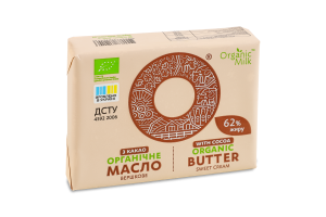 Масло сливочное 62% органическое с какао Organic Milk м/у 180г