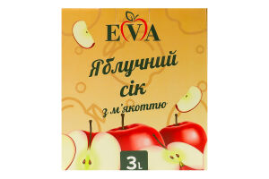 Сок пастеризованный восстановленный неосветленный с мякотью яблочный Eva к/у 3л