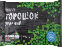 Горошек зеленый быстрозамороженный Novus м/у 400г