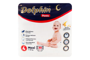 Підгузки-трусики максі 4 7-18кг 30шт Долфін