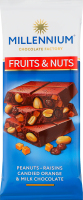 Шоколад Fruits&Nuts молочний з арахісом цукатами родзинками та мигдалем 90г Millennium