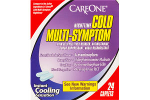 CareOne Nighttime Cold Multi-Symptom Caplets - 24 CT