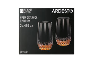 Склянка Black Mars Favola 460мл прозоро-золотиста скло висока 2шт Ardesтo