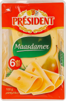 Сир 45% твердий скибками Маасдамер President лоток 100г
