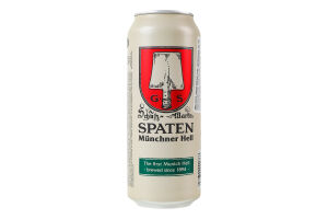 Пиво 0.5л 5.2% світле пастеризоване Münchner Hell Spaten з/б