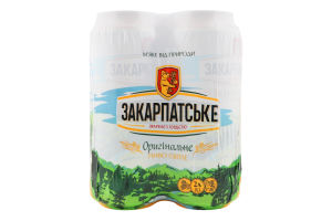 Пиво 4х500мл 4.1% светлое фильтрованное пастеризованное Оригинальное Закарпатське м/у