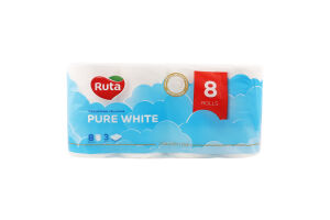 Бумага туалетная 3-х слойная Pure White Ruta 8шт