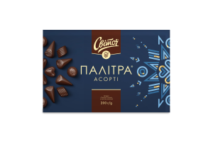 Конфеты в черном шоколаде Палитра Ассорти Світоч к/у 200г