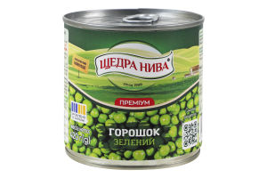 Горошек зеленый консервированный стерилизованный Премиум Щедра нива в/с ж/б 420г