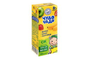 Сок для детей от 8мес восстановленный стерилизованный Яблоко-банан-клубника Чудо-Чадо т/п 200мл