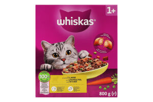 Корм сухий повнораціонний для дорослих котів з ягням Whiskas к/у 800г