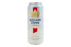 Пиво 0.5л 5% світле нефільтроване пастеризоване Wit-blanche Holland Crown з/б