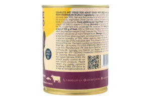 Корм д/дорослих собак з яловичиною лососем та овочами в желе 360г ж/б Home Food