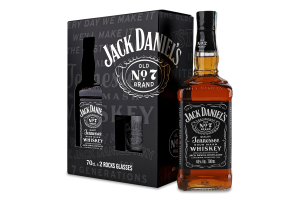 Набір подарунковий Віскі Tennessee Old №7 40% 0.7л + 2 склянки Jack Daniel's к/у