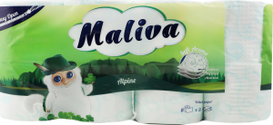 Туал. папір Maliva 8 рул. по 130 арк., 17 м, 3-х шар. Альпійський И012 (Болгарія)