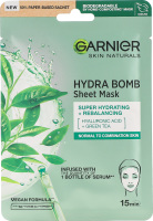 Маска для лица для нормальной и комбинированной кожи тканевая Аква-бомба Skin Naturals Garnier 28г