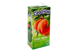 Сік з м'якоттю пастеризований Персик-яблуко Садочок т/п 950мл